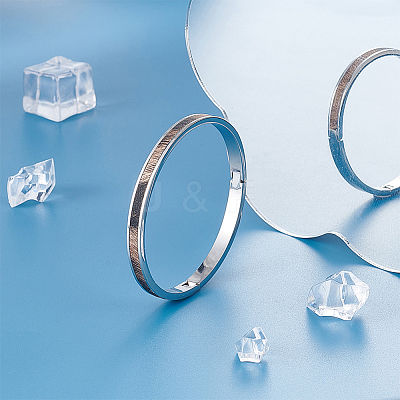 1Pc Stainless Steel Grooved Bangles STAS-UN0042-50B-P-1