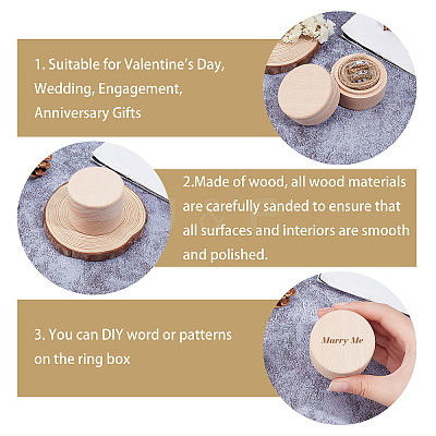 Round Wooden Storage Boxes Ring Box CON-WH0079-88-1