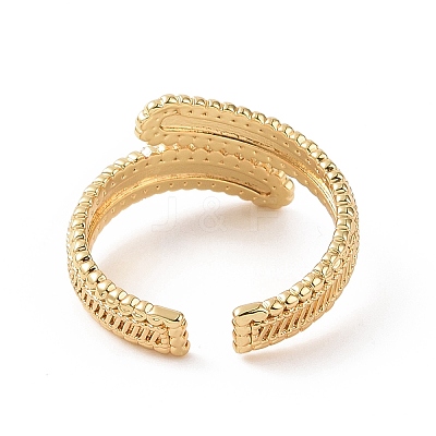 Brass Hollow Out Rectangle Open Cuff Ring for Women RJEW-E072-26G-1