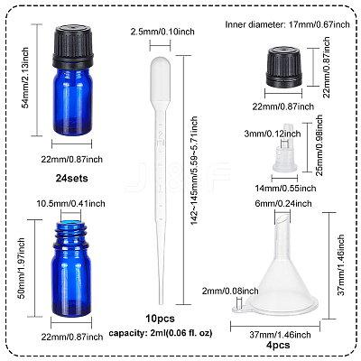 24 Sets Empty Glass Essential Oil Bottles MRMJ-BC0003-37B-1