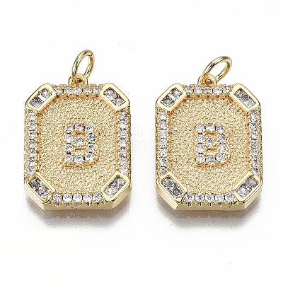 Brass Micro Pave Clear Cubic Zirconia Pendants KK-S356-234B-G-NF-1