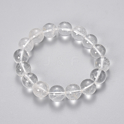 Natural Quartz Crystal Beaded Stretch Bracelets X-BJEW-Q692-46-10mm-1