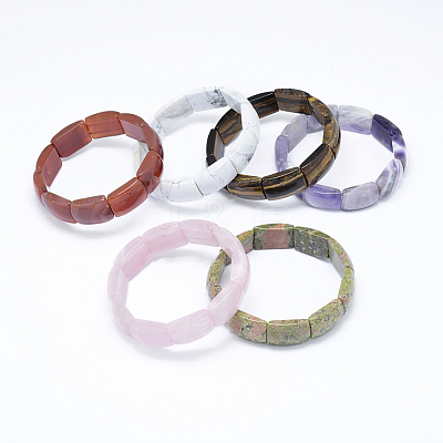 Natural & Synthetic Mixed Stone Stretch Bracelets BJEW-K195-15-1