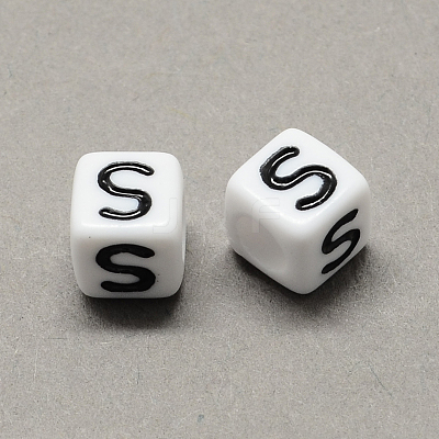 Large Hole Acrylic Letter European Beads SACR-Q103-6mm-01S-1