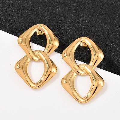 304 Stainless Steel Rectangle Stud Earrings EJEW-I320-14G-1