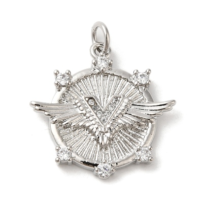 Rack Plating Brass Micro Pave Cubic Zirconia Pendants KK-A190-17G-1