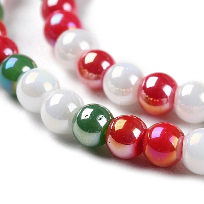 Christmas Theme Opaque Electroplate Glass Beads Strands GLAA-P056-4mm-A02-1