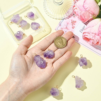 10Pcs Natural Amethyst Pendants PALLOY-CJ00158-1