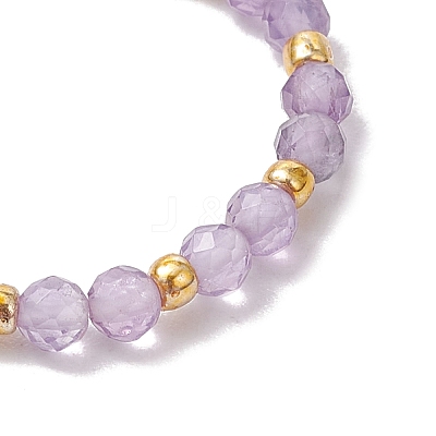 Natural Amethyst Beaded Stretch Rings for Women RJEW-JR00868-02-1