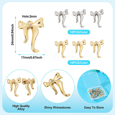 20Pcs 2 Colors Alloy Rhinestone Pendants FIND-TA0007-86-1