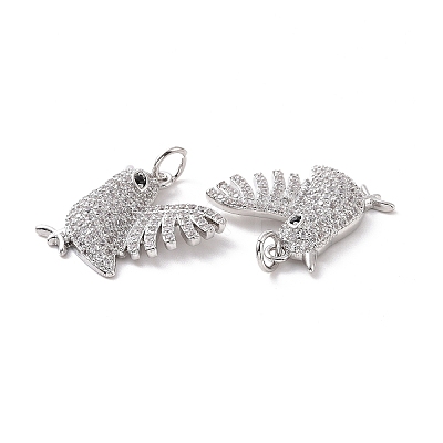 Rack Plating Eco-Friendly Brass Micro Pave Cubic Zirconia Pendants KK-F844-06P-1