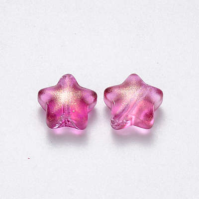 Spray Painted Glass Beads GLAA-R211-04-D05-1