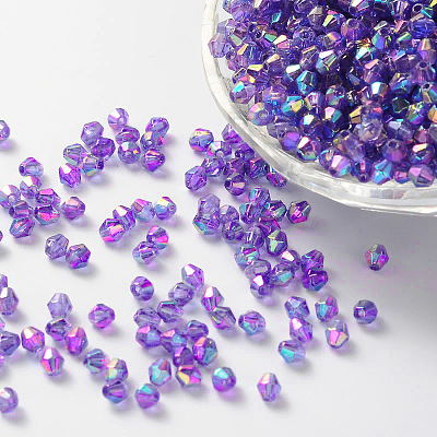 Bicone AB Color Plated Eco-Friendly Transparent Acrylic Beads TACR-A003-6mm-21-1