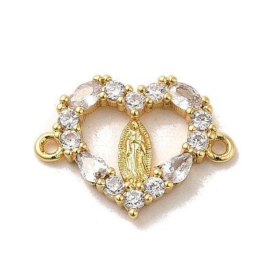 Brass Pave Clear Cubic Zirconia Connector Charms KK-M278-02A-G-1