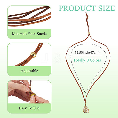 3Pcs Faux Suede Macrame Pouch  Pendant Necklaces NJEW-TAC0051-02-1