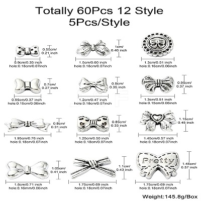 60Pcs 12 Styles Tibetan Style Alloy Beads FIND-CJ0002-28A-1