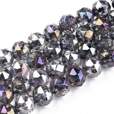 Transparent Electroplate Glass Beads Strands EGLA-N006-077-1