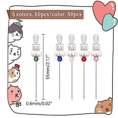 50Pcs 5 Colors Iron Head Pins DIY-AB00031-1