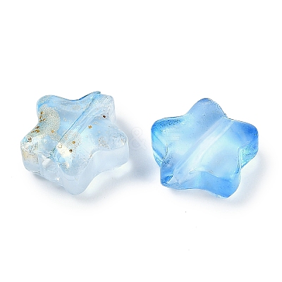 Transparent Spray Painted Frosted Glass Beads X2-GLAA-NH0003-01H-1