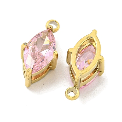 PVD Vacuum Plating 304 Stainless Steel Cubic Zirconia Pendants STAS-L278-006G-02-1