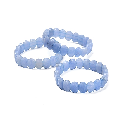 Oval Natural Malaysia Jade Beaded Stretch Bracelets G-P589-02A-1