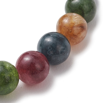 Natural Green Jade Imitation Tourmaline Beaded Stretch Bracelets for Women Men BJEW-JB13467-1