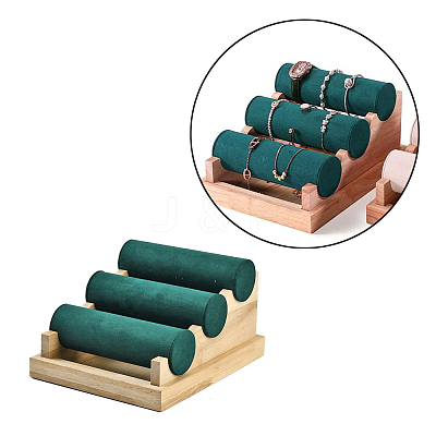 3-Tier Velvet Cloth Bar Bracelet Holder Stands BDIS-C002-01B-1