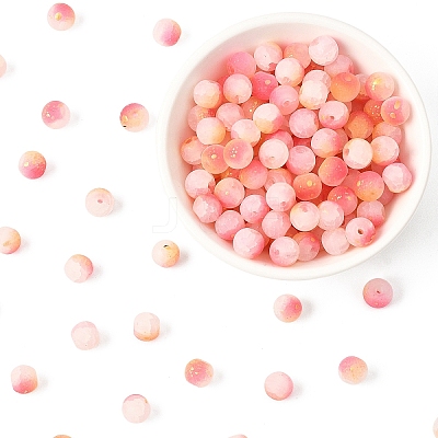 200G Frosted Baking Paint Crackle Glass Beads with Glitter Powder DGLA-YW0001-56H-1