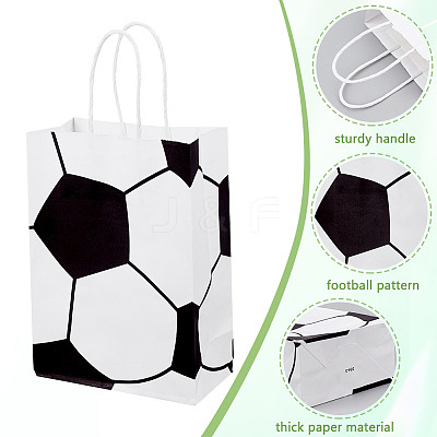 Football Printed Paper Gift Bags with Handle ABAG-WH0045-31A-1