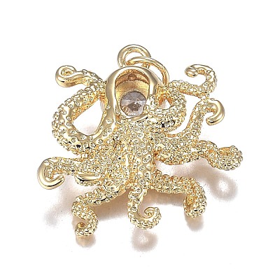 Brass Micro Clear & Black Cubic Zirconia Pendants ZIRC-F120-067G-1
