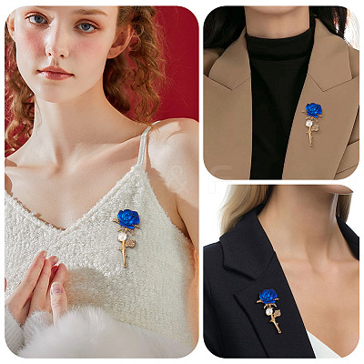 2Pcs Valentine's Day Rose Zinc Alloy Crystal Rhinestone Brooches JEWB-TADJ0001-02A-1