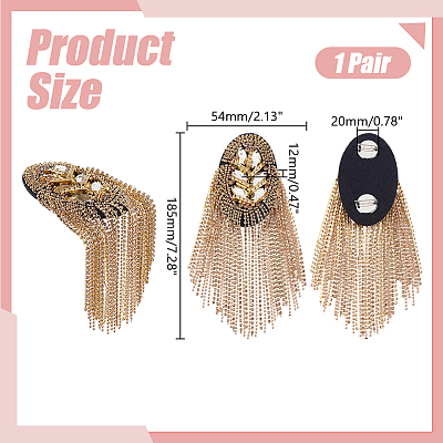2Pcs Iron Tassel Chain Shoulder Epaulettes DIY-HY0003-62G-1