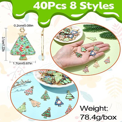 40Pcs 8 Styles Christmas Theme Alloy Pendant FIND-CJ0002-32-1