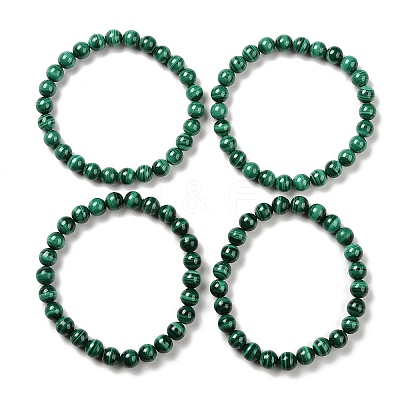 Natural Malachite Beaded Stretch Bracelets BJEW-A045-01C-1
