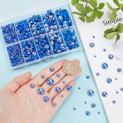 70G 5 Styles ABS Plastic Imitation Pearl Cabochons OACR-SC0001-45E-1