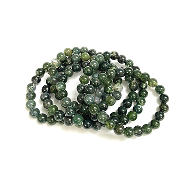 Natural Moss Agate Beads Stretch Bracelets BJEW-F380-01-B15-1