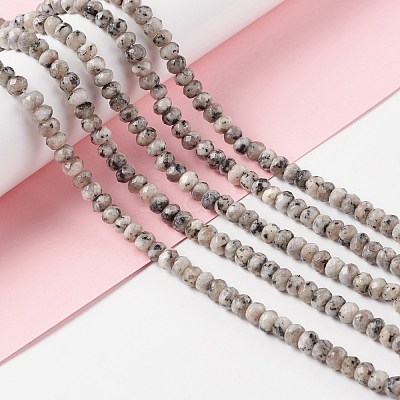 Dyed Natural Sesame Jasper/Kiwi Jasper Rondelle Beads Strands G-E316-A-1