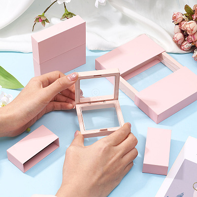 3 Bags 3 Styles Square Transparent PE Thin Film Suspension Jewelry Display Box CON-TA0001-38C-1