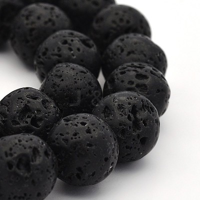 Natural Lava Rock Round Bead Strands G-M169-14mm-03-1