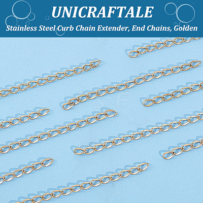 80Pcs Ion Plating(IP) 304 Stainless Steel Curb Chain Extender STAS-UN0054-79-1