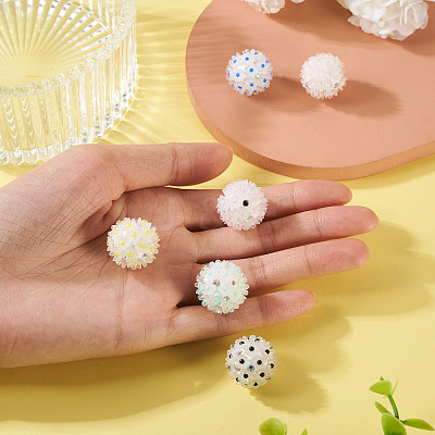 6Pcs 6 Colors Handmade Polymer Clay Rhinestone with Resin Daisy Flower CLAY-TA0001-97-1