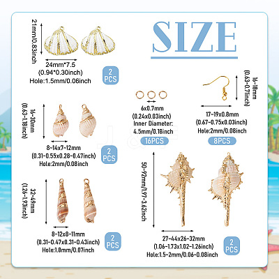 DIY Natural Shell Dangle Earring Making Kits DIY-TA0009-56-1
