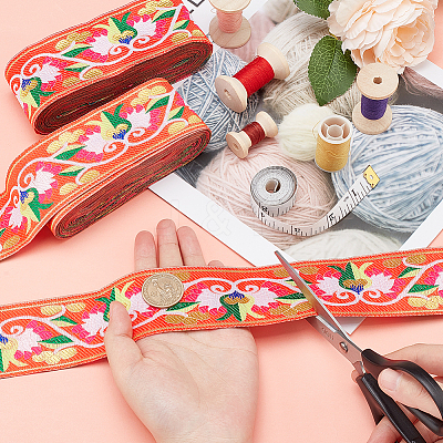 Ethnic Style Polyester Ribbons OCOR-WH0079-65B-1