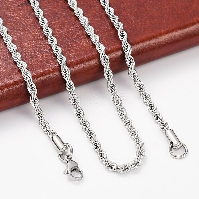 Tarnish Resistant 304 Stainless Steel Rope Chain Necklaces X-STAS-M174-013P-1