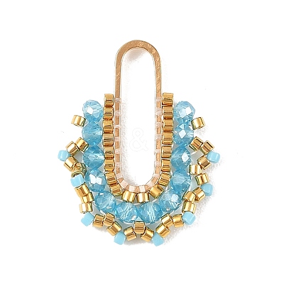 Brass & Seed Baeded & Glass Connector Charms PALLOY-MZ01372-01-1