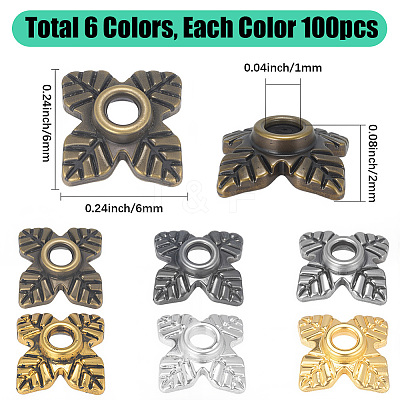 600Pcs 6 Colors Tibetan Style Alloy Bead Caps TIBEB-PA0001-07-1