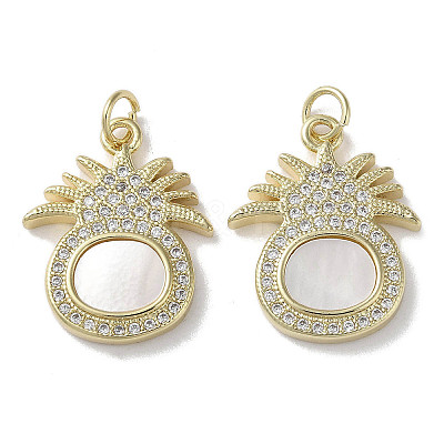 Brass Micro Pave Cubic Zirconia Pendants KK-G485-30B-G-1