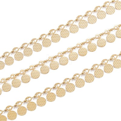 Handmade PVD Vacuum Plating 304 Stainless Steel Wafer Charms Chains CHS-M004-12G-1