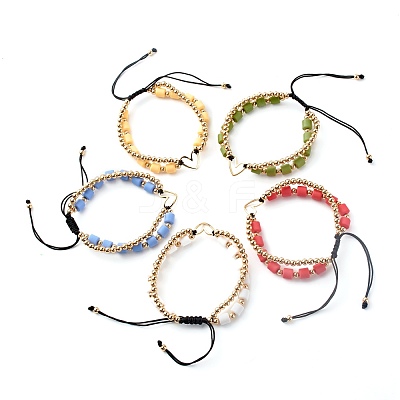 Handmade Polymer Clay Beads Nylon Thread Braided Bead Bracelets BJEW-JB06626-1