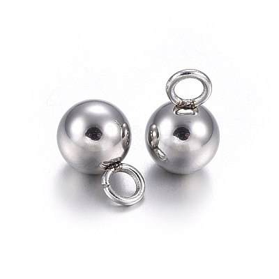 Tarnish Resistant 304 Stainless Steel Sphere Charms STAS-O107-04P-A-1